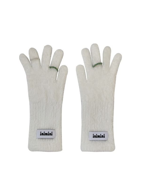 fur ring gloves (white)