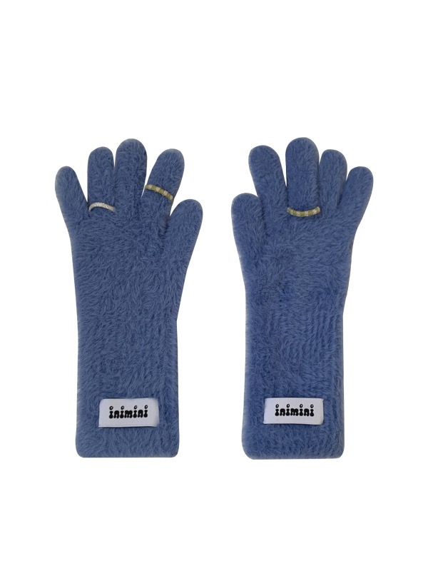 fur ring gloves (blue)