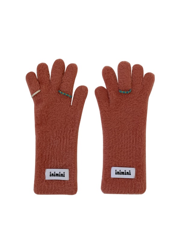 fur ring gloves (Pink red)